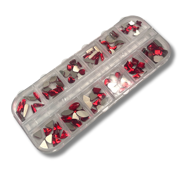 Blandad Rhinestone - Röd