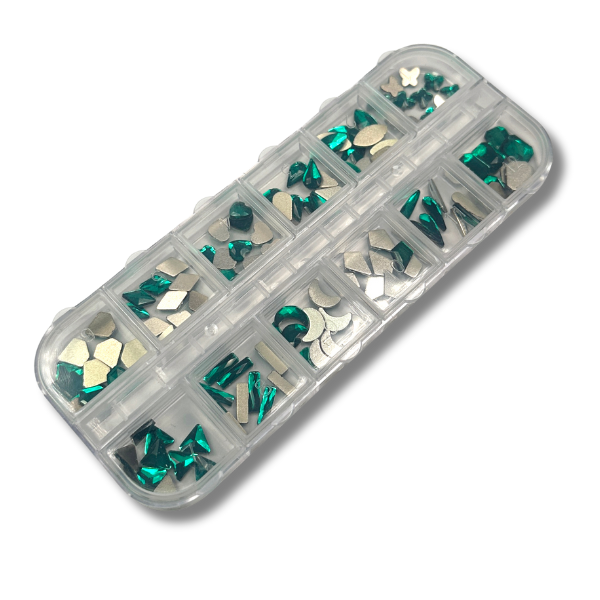 Blandad Rhinestone - Grön